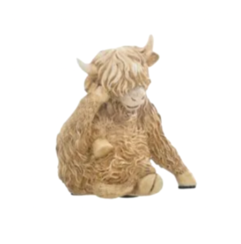 Highland Cow Hear/See/Speak Figurine
