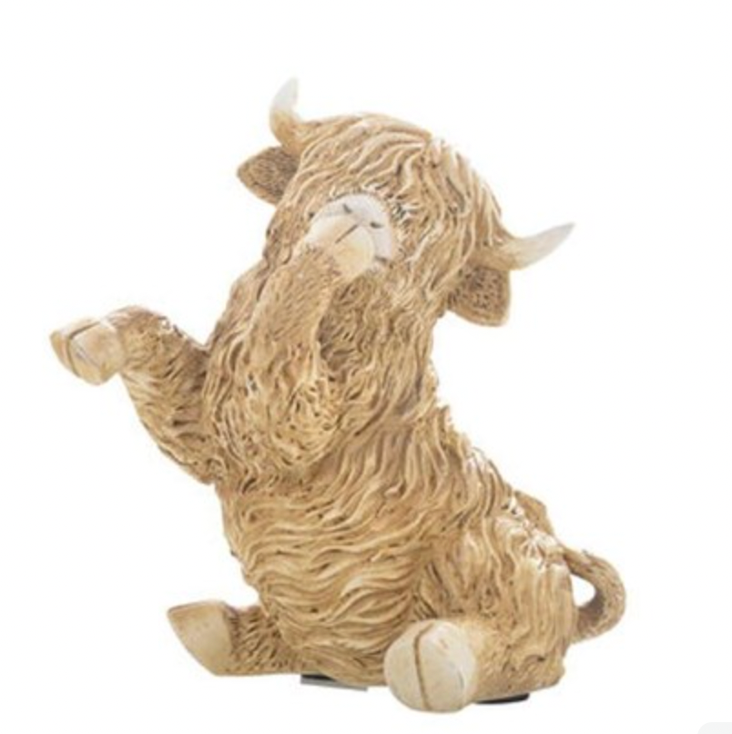 Highland Cow Hear/See/Speak Figurine