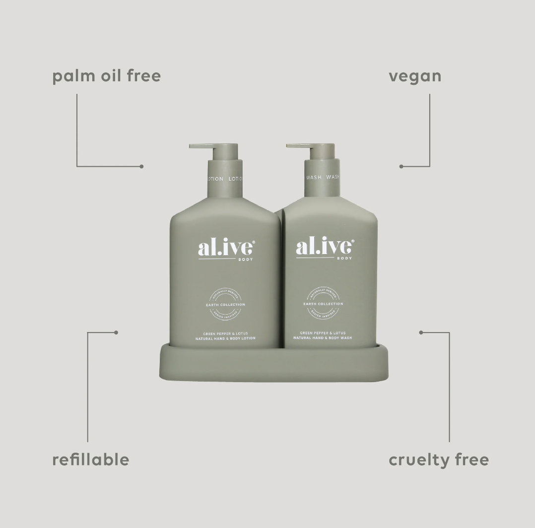 Al.ive 500mL Wash & Lotion Duo - Green Pepper and Lotus