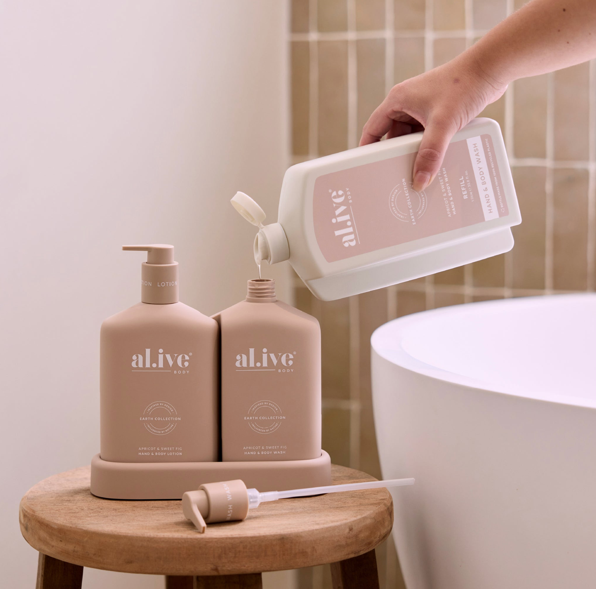 Al.ive 1L Hand & Body Wash Refill - Apricot & Sweet Fig