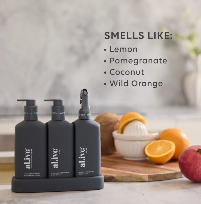 Al.ive 300mL Kitchen Trio - Lemon & Pomegranate + Coconut & Wild Orange