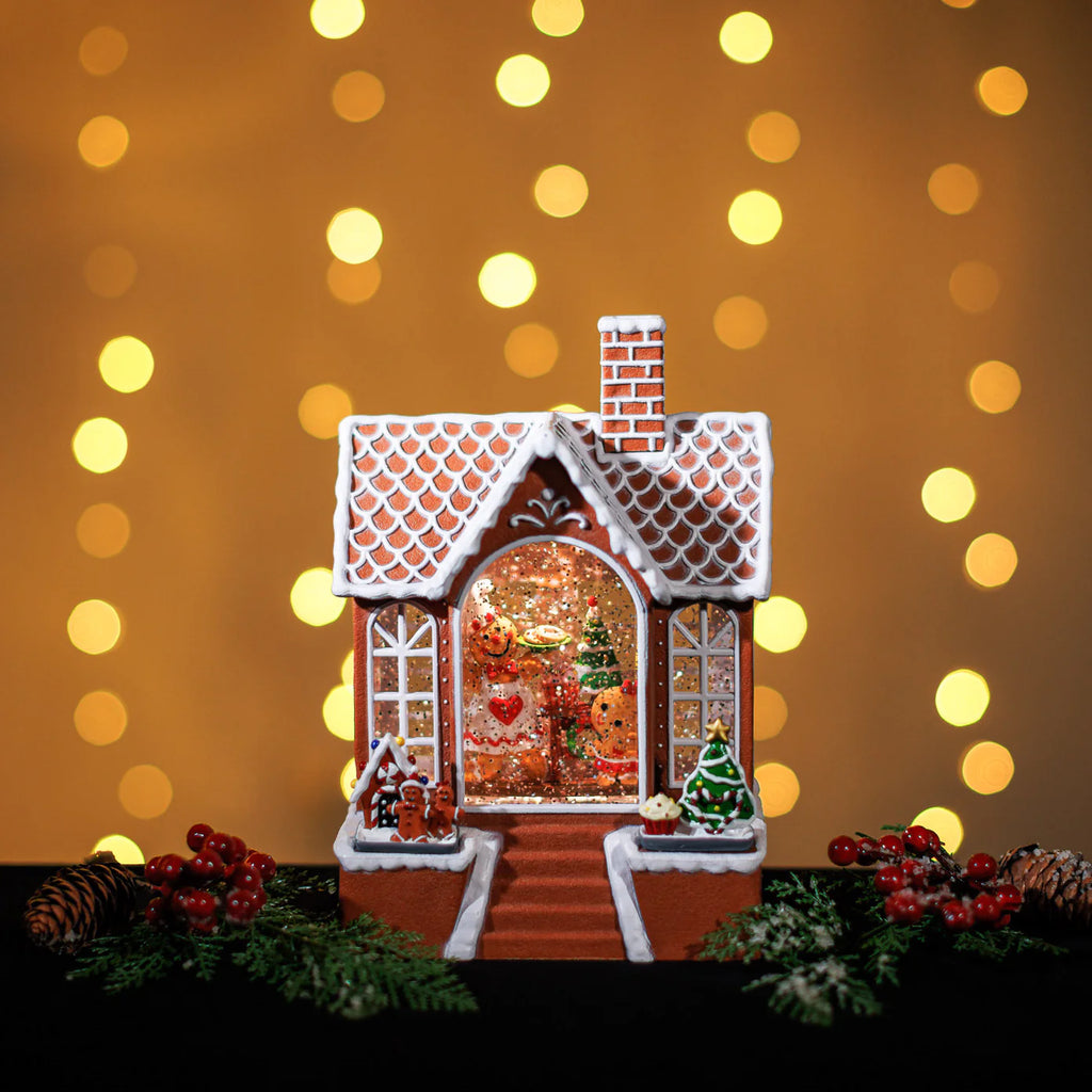 🎄Musical Snowing Gingerbread House