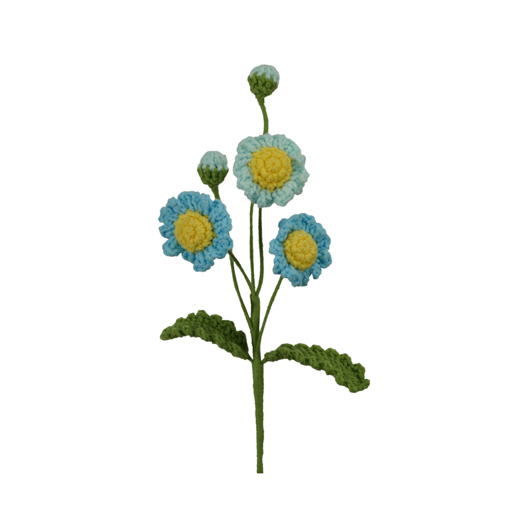Crochet - Blue Daisy Spray Stem