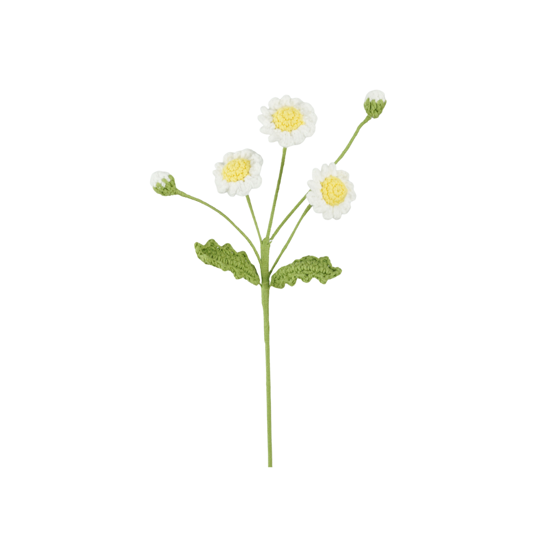 Crochet - White Daisy Spray Stem