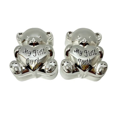 Baby 1st Tooth and Curl Keepsake Box - Teddy Bear with Heart