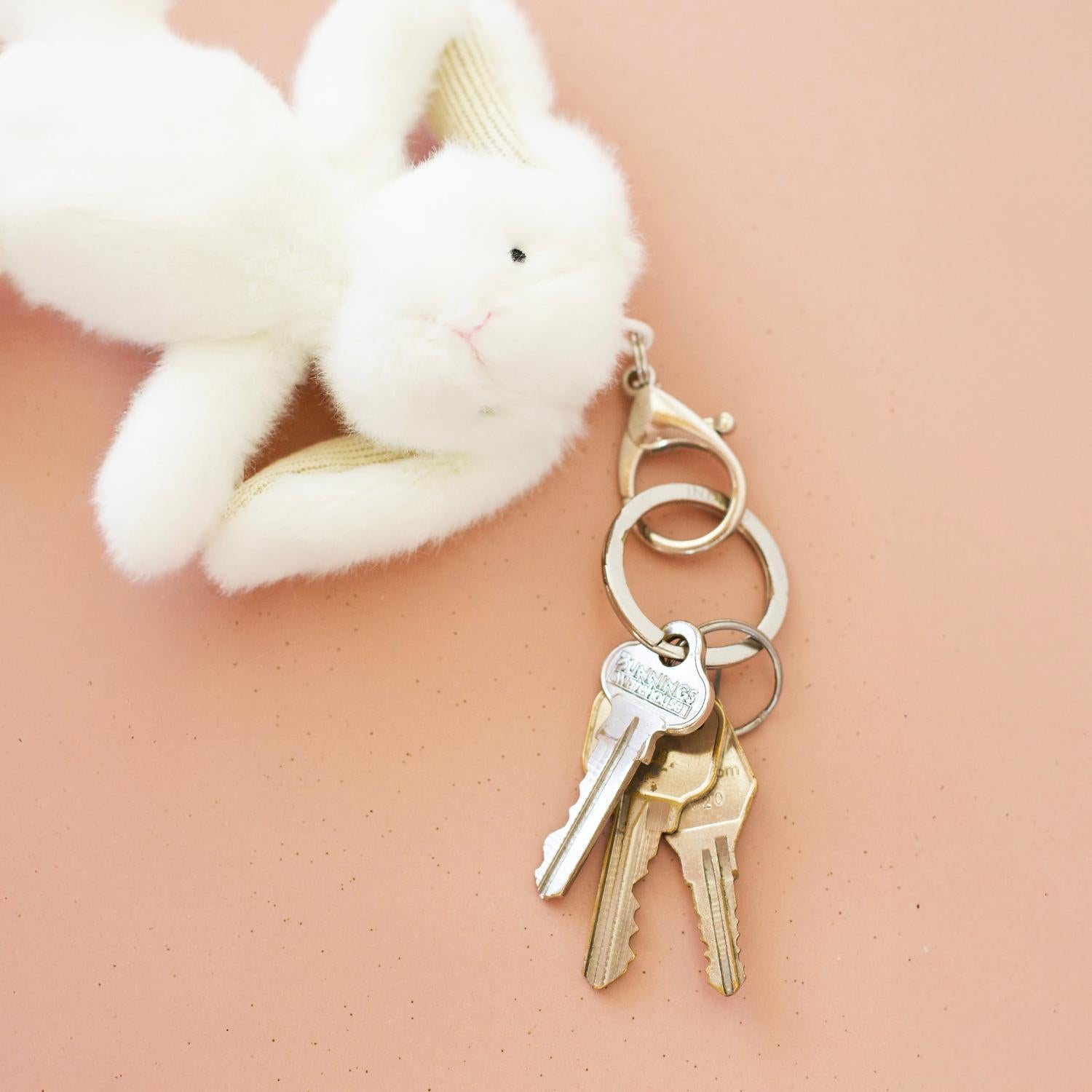 Mary Meyer Soft Bunny Bag Charm - White