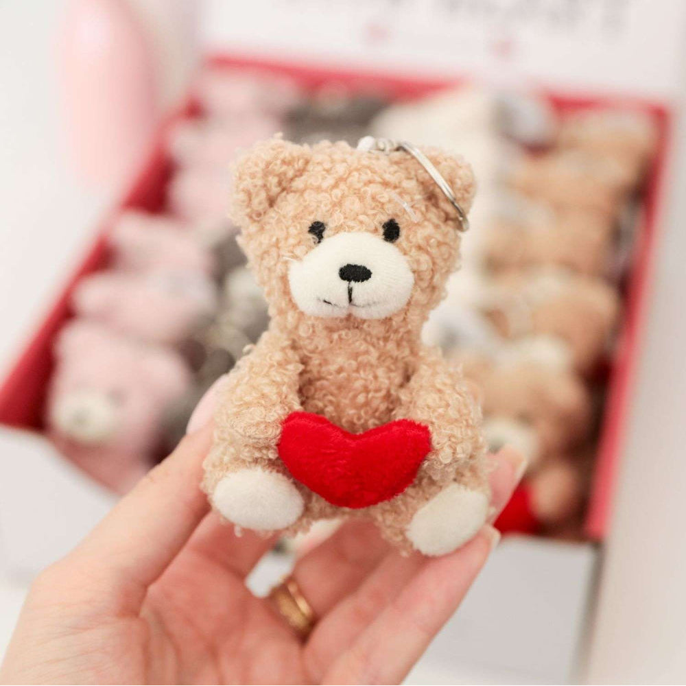 Valentine's Day Bear with Heart Keyring - Tan