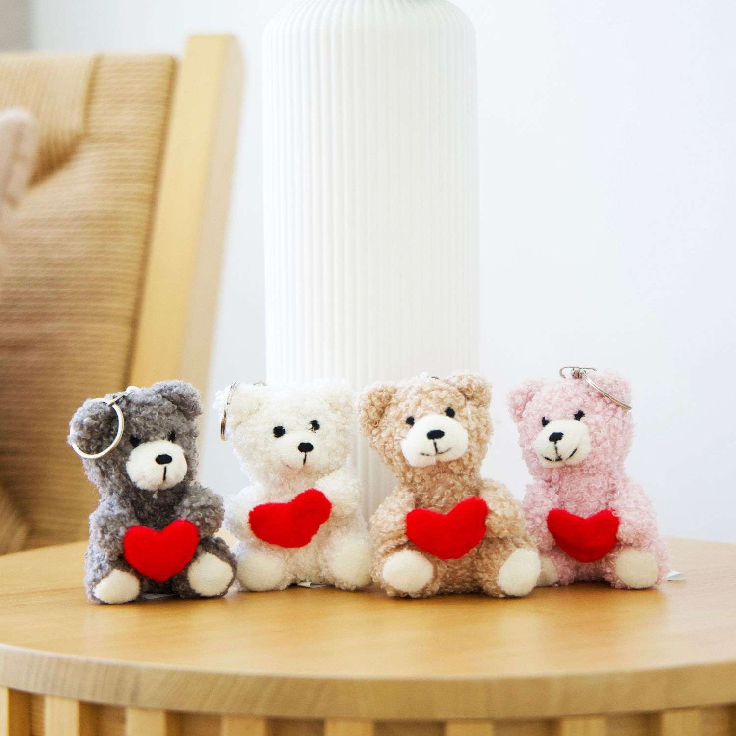 Valentine's Day Bear with Heart Keyring - Tan