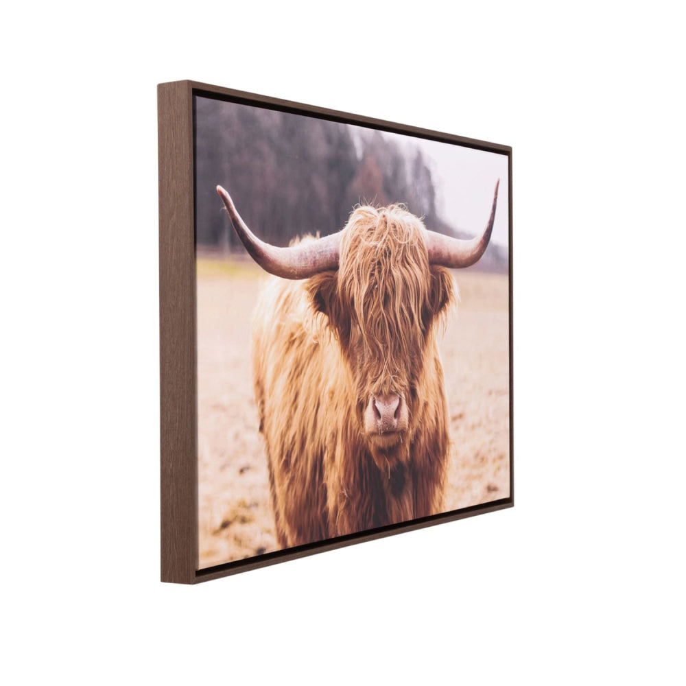 Rustic Meadow Highland Cow Framed Canvas 94x64