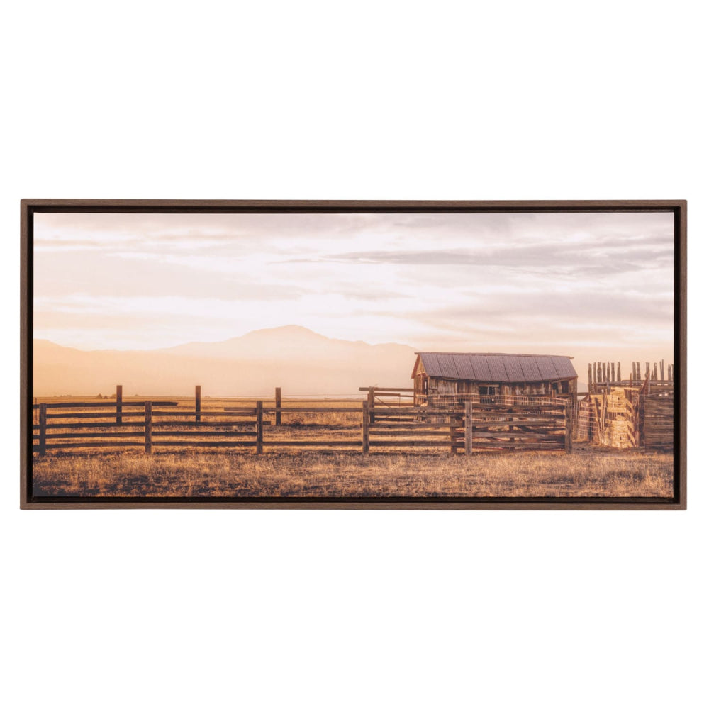 Rustic Meadow Sunset Framed Canvas 94x44