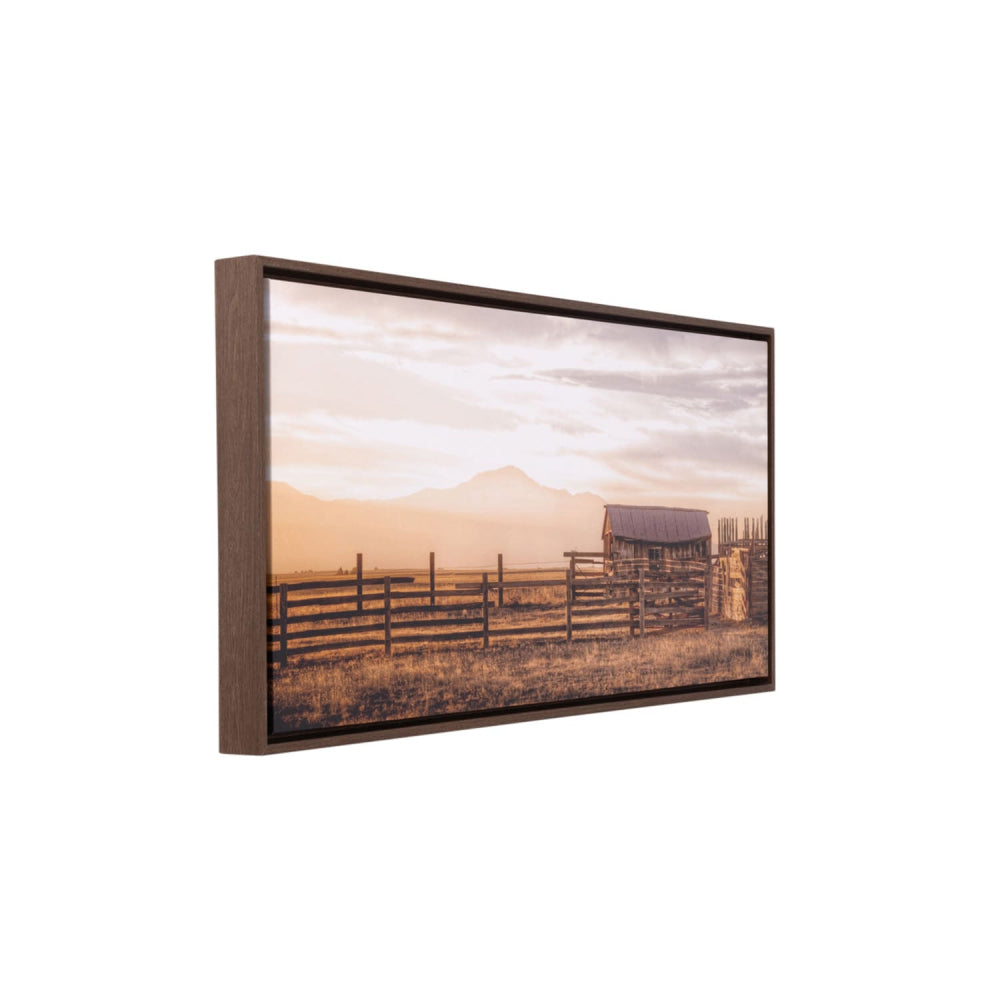 Rustic Meadow Sunset Framed Canvas 94x44