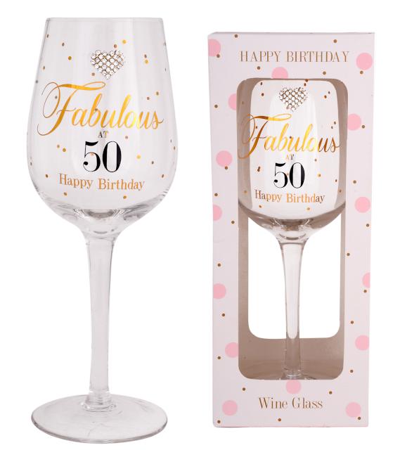 Mad Dots Fabulous at 50 Wine Glass