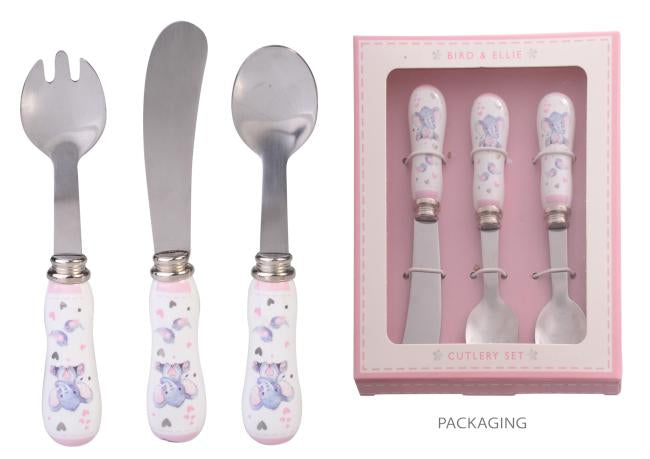 ELEPHANT BABY CUTLERY SET - 2 colours available