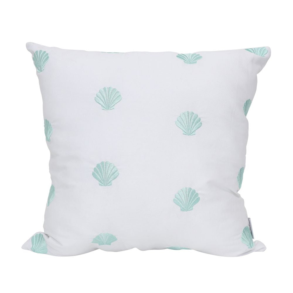 Coastal Embroidered Shell Cushion