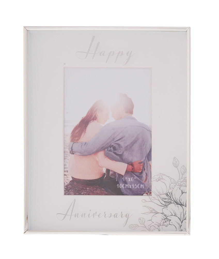 Floral Silver Anniversary Frame (4x6)